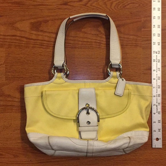 Yellow and white/cream Coach handbag - Picture 1 of 8